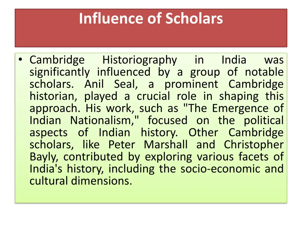 influence of scholars