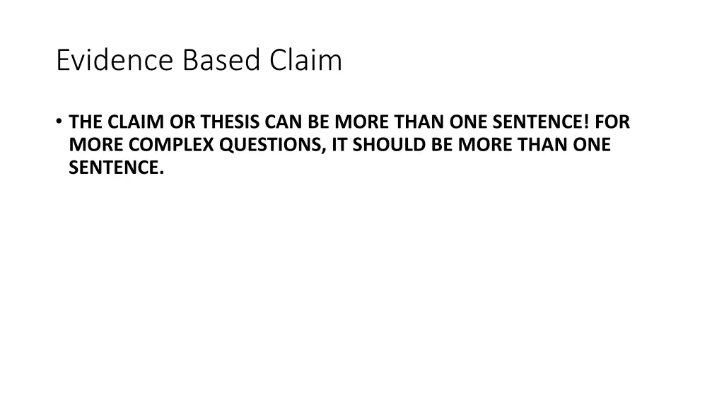 evidence based claim