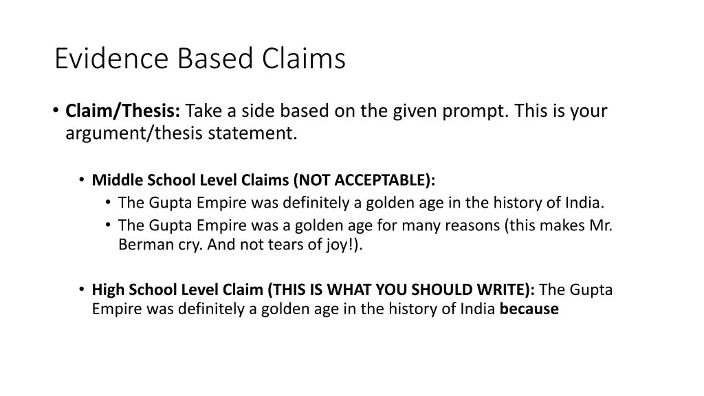 evidence based claims