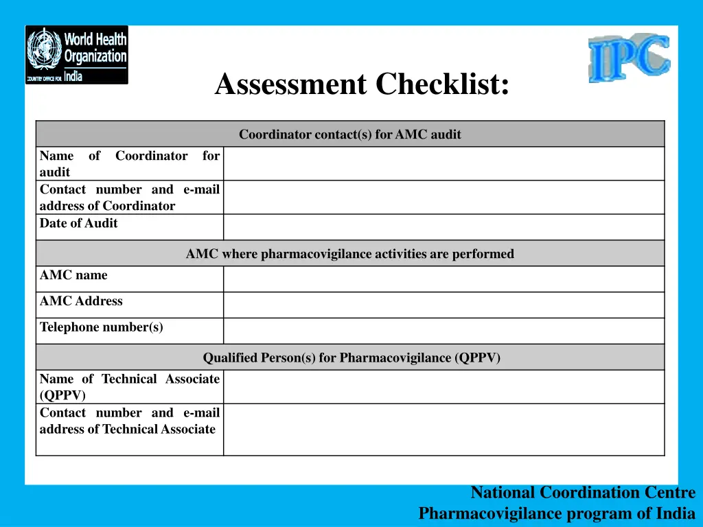 assessment checklist