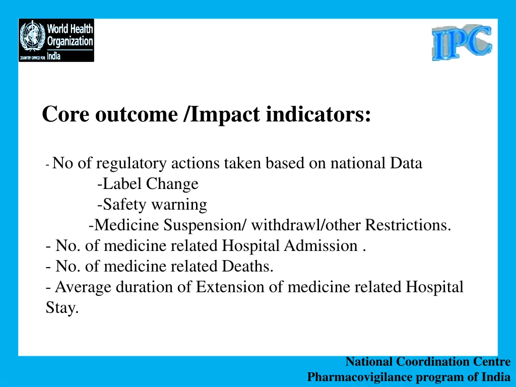 core outcome impact indicators