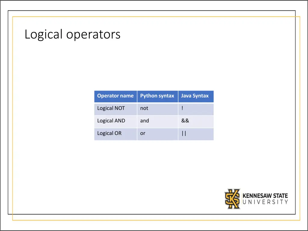 logical operators