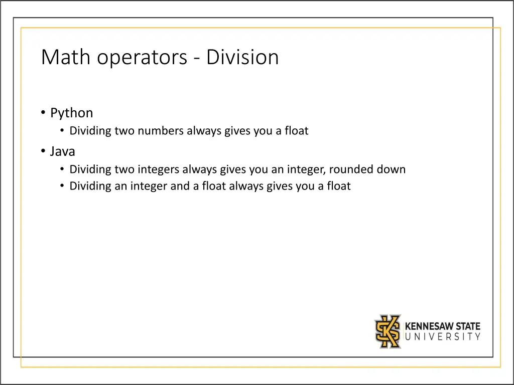 math operators division