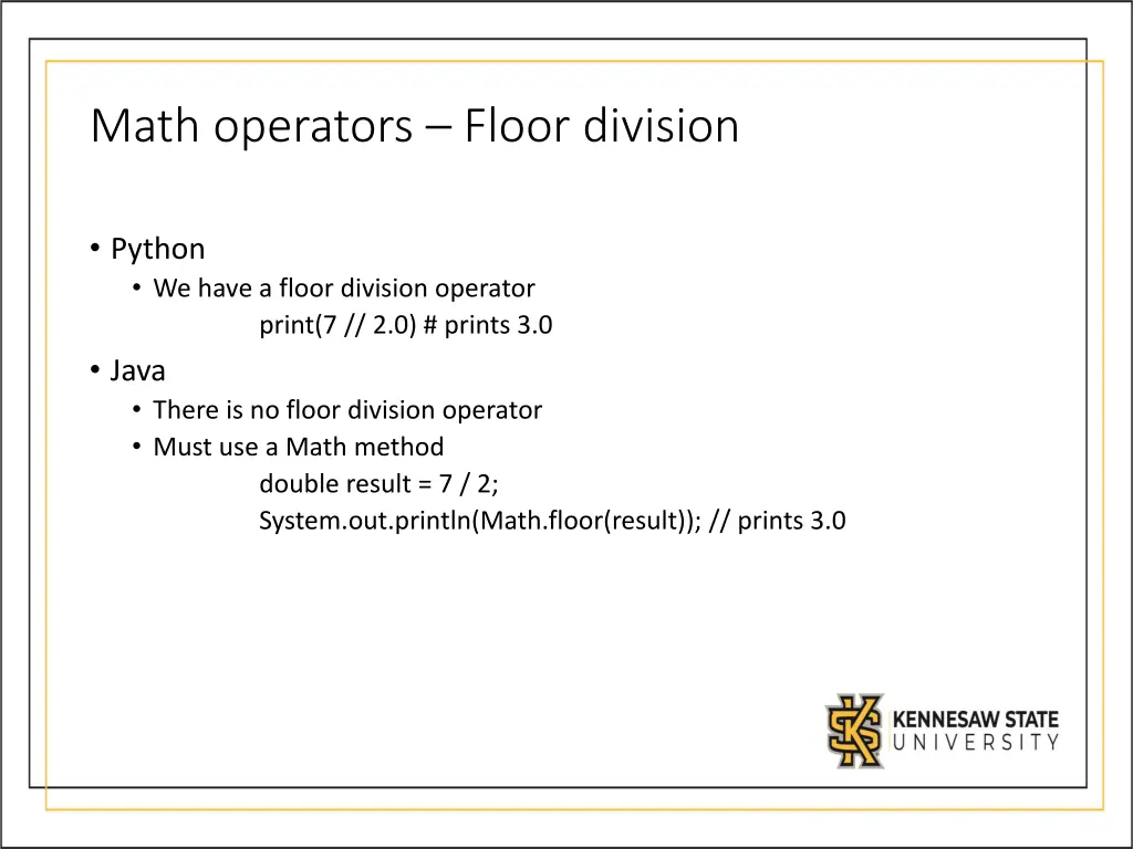 math operators floor division