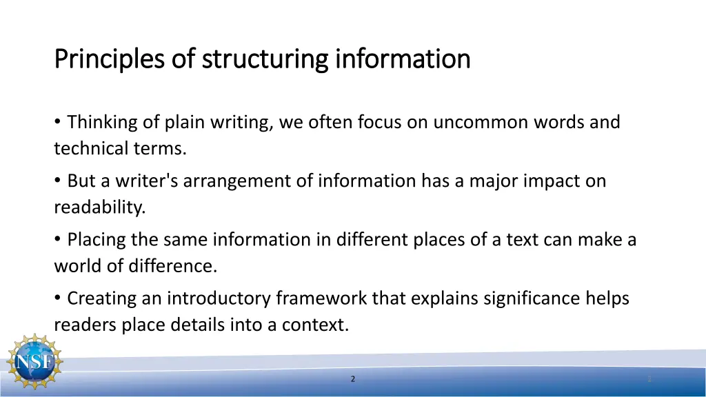 principles of structuring information principles