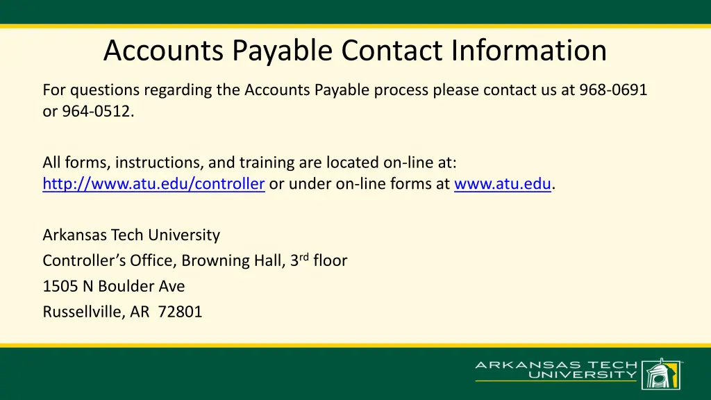 accounts payable contact information