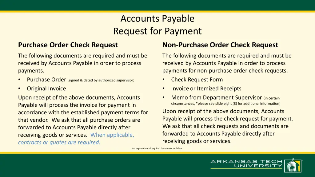 accounts payable request for payment