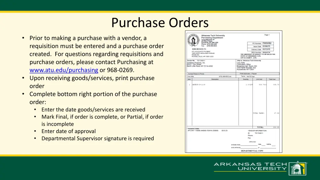 purchase orders