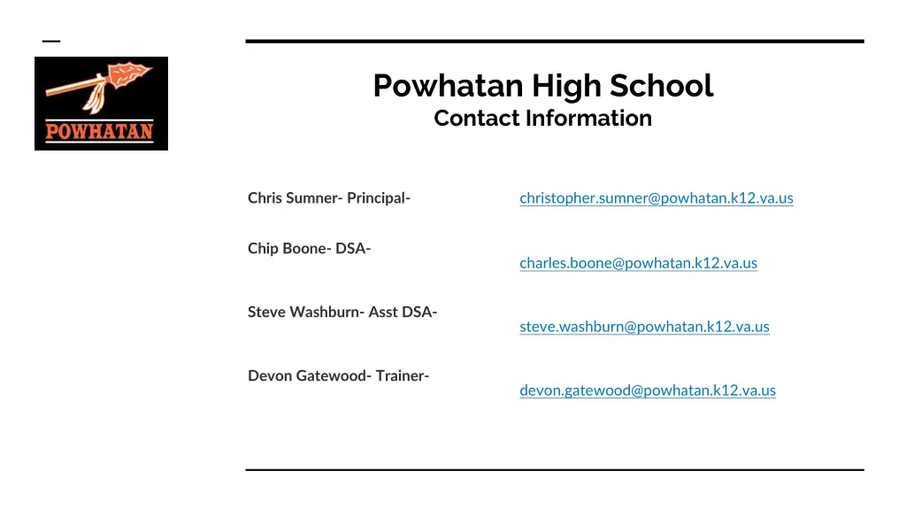 powhatan high school contact information