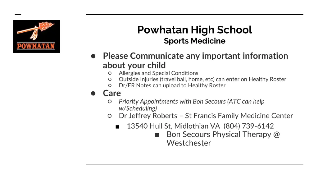 powhatan high school sports medicine 1