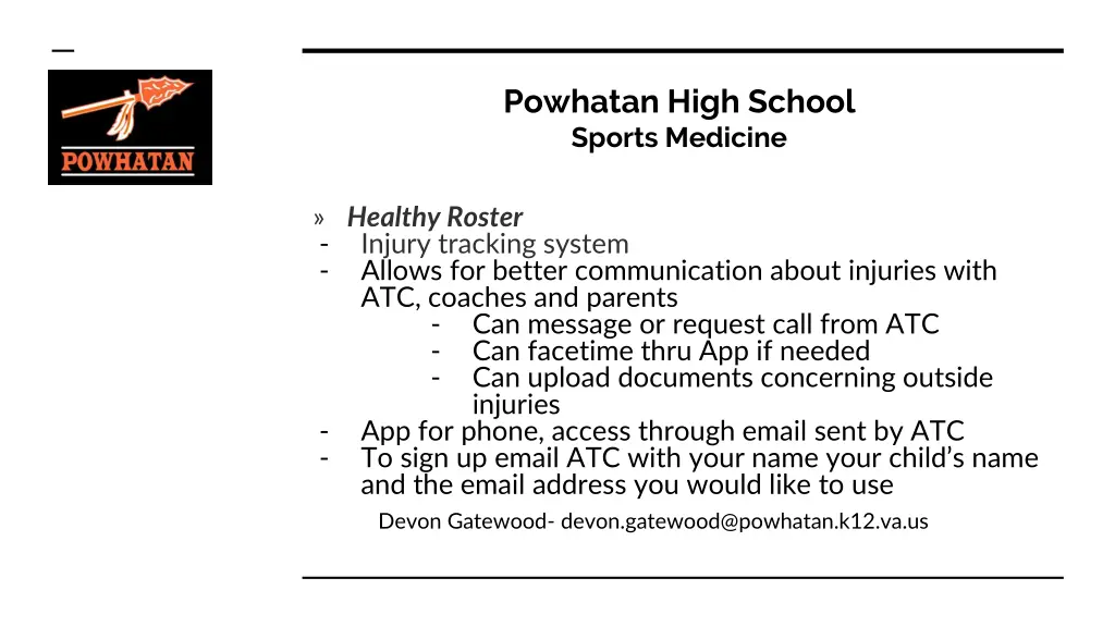 powhatan high school sports medicine