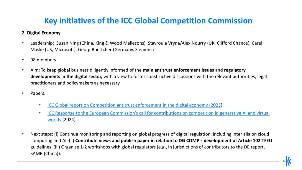 key initiatives of the icc global competition 1