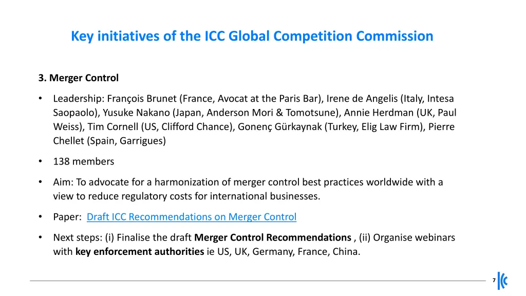 key initiatives of the icc global competition 2