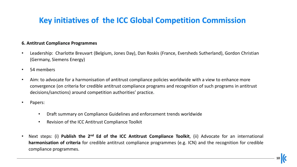 key initiatives of the icc global competition 5