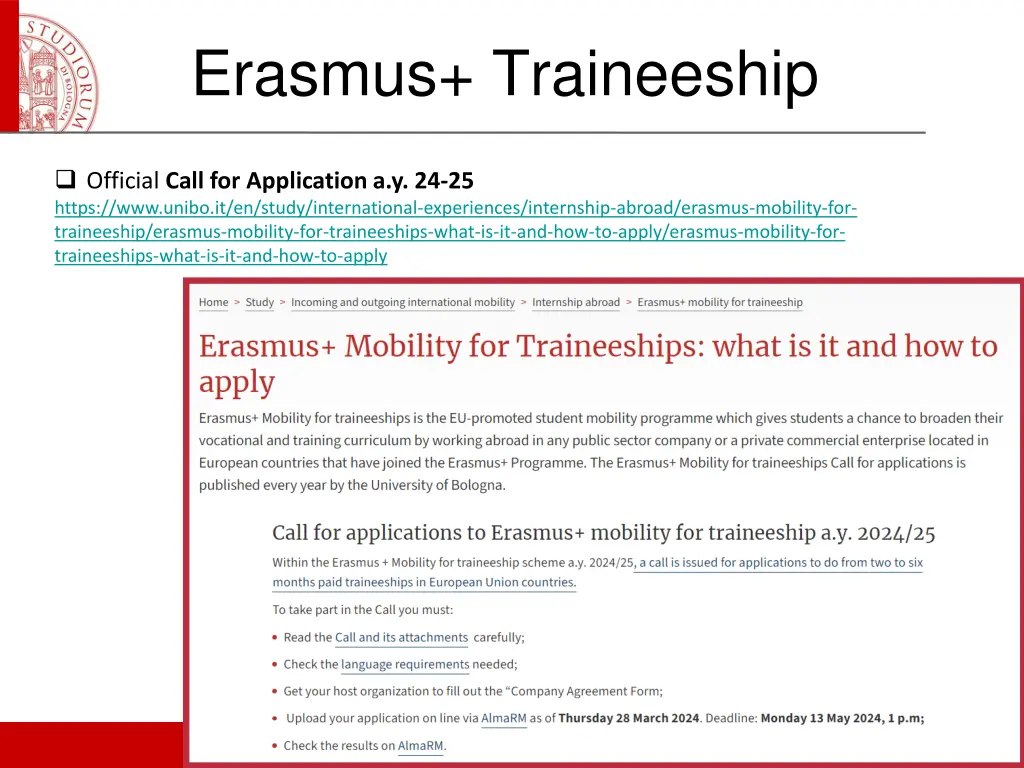 erasmus traineeship