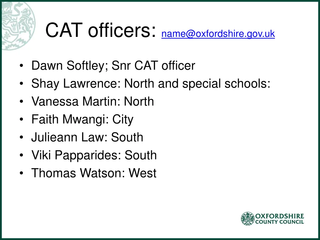 cat officers name@oxfordshire gov uk