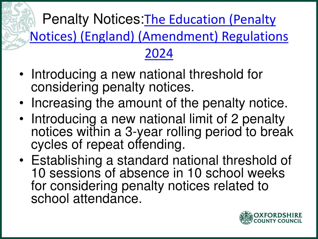 penalty notices the education penalty notices