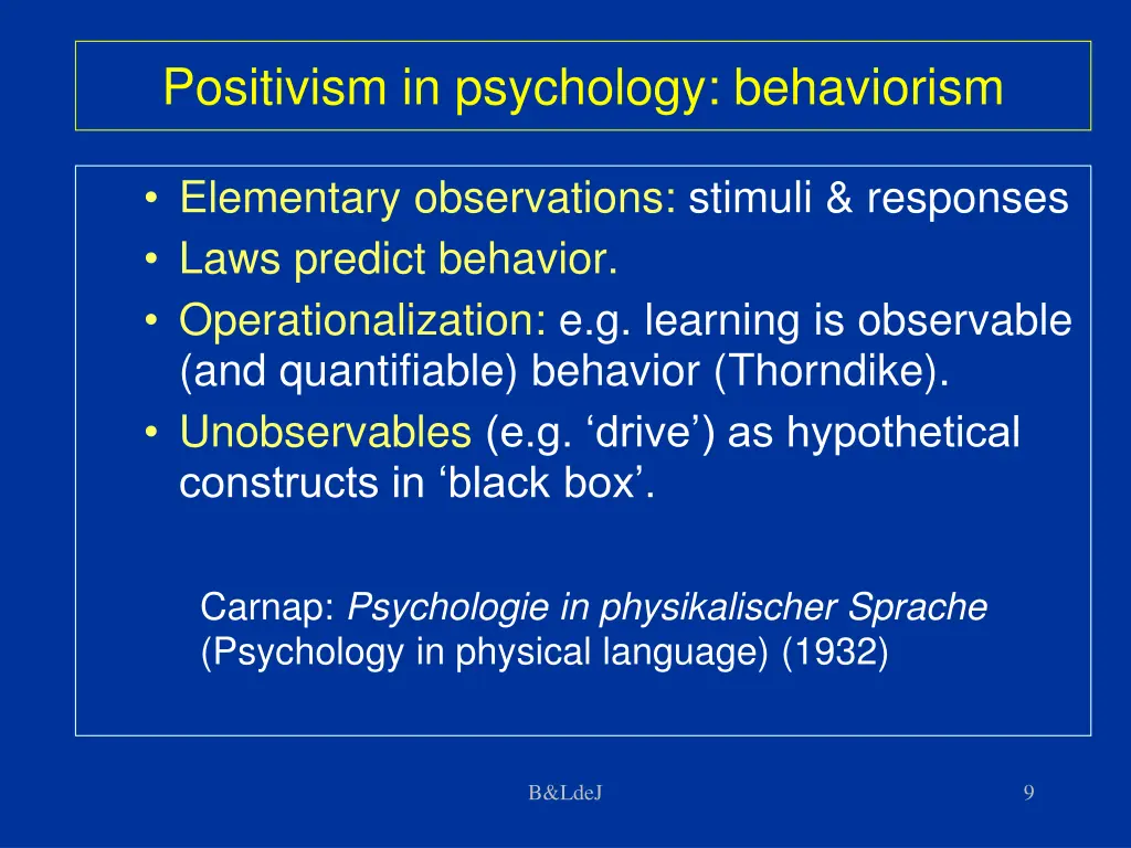 positivism in psychology behaviorism