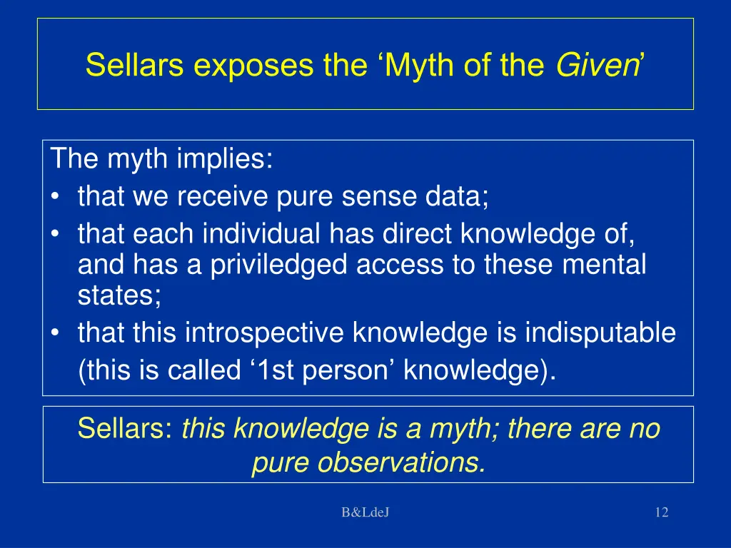 sellars exposes the myth of the given