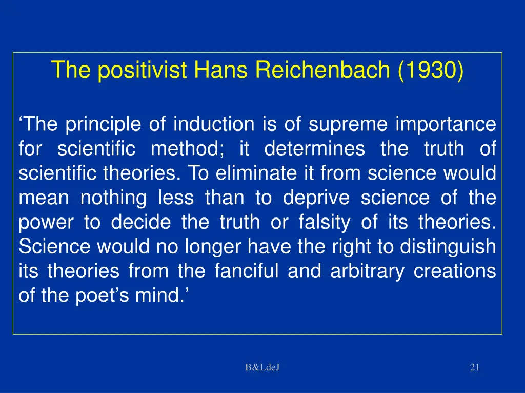 the positivist hans reichenbach 1930