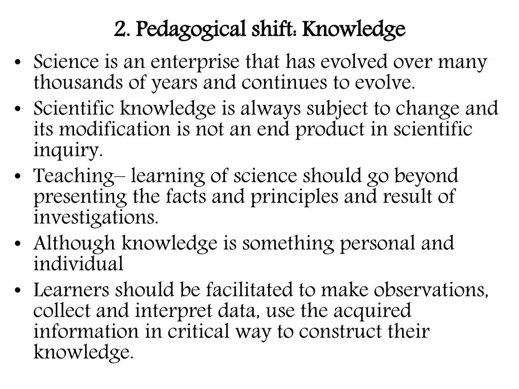 2 pedagogical shift knowledge science