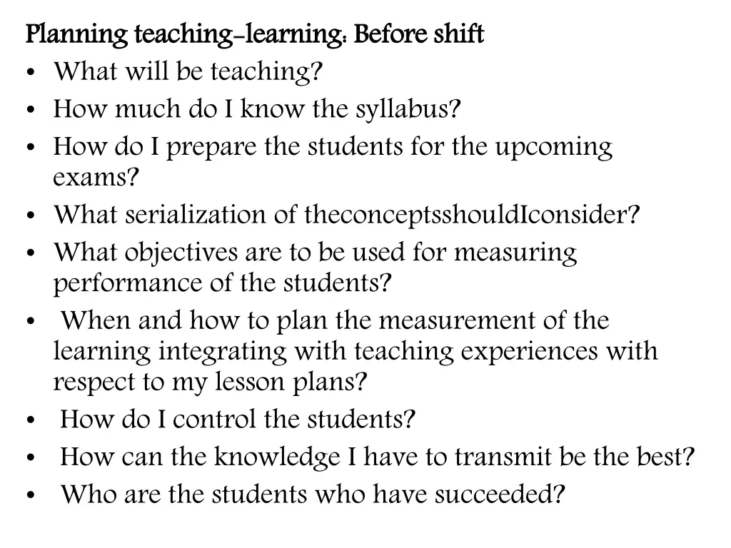 planning teaching what will be teaching how much