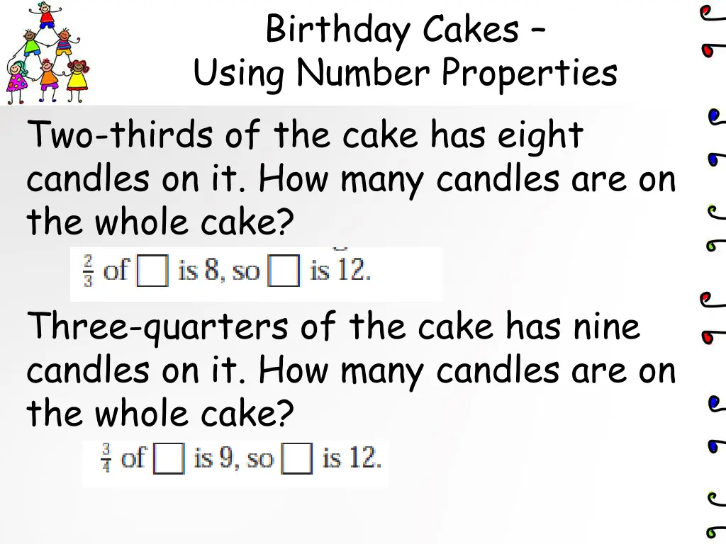 birthday cakes using number properties two thirds