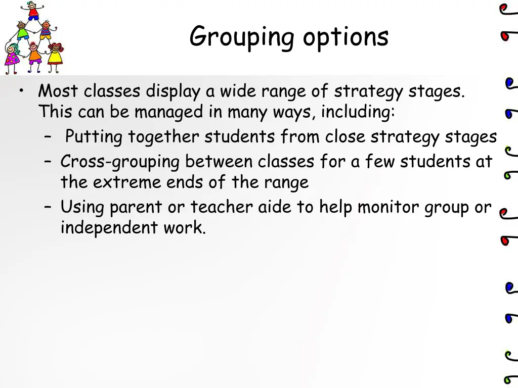 grouping options