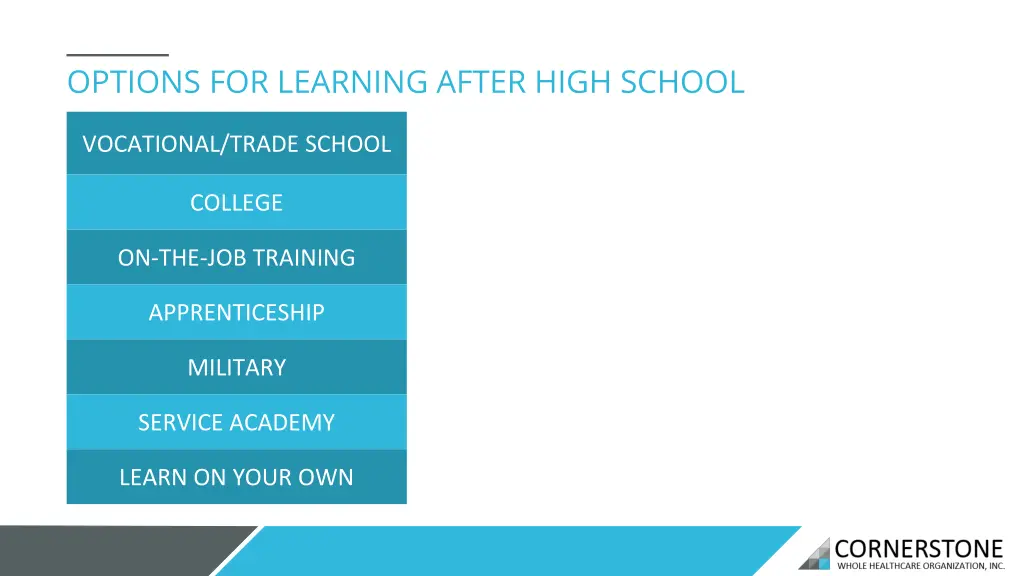 options for learning after high school