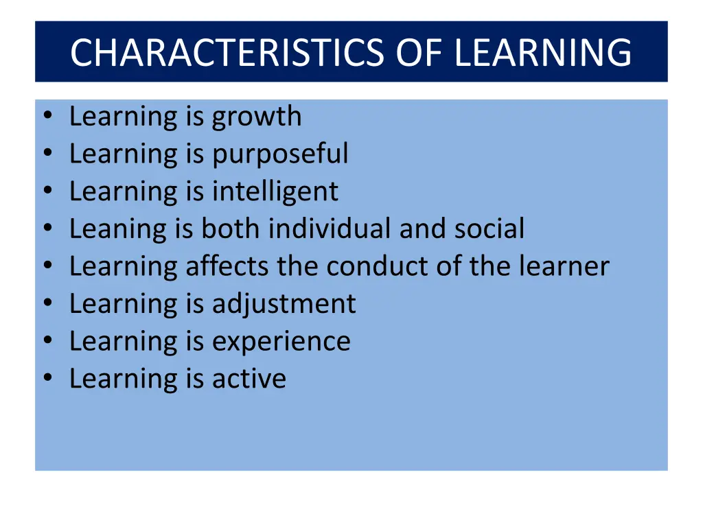 characteristics of learning