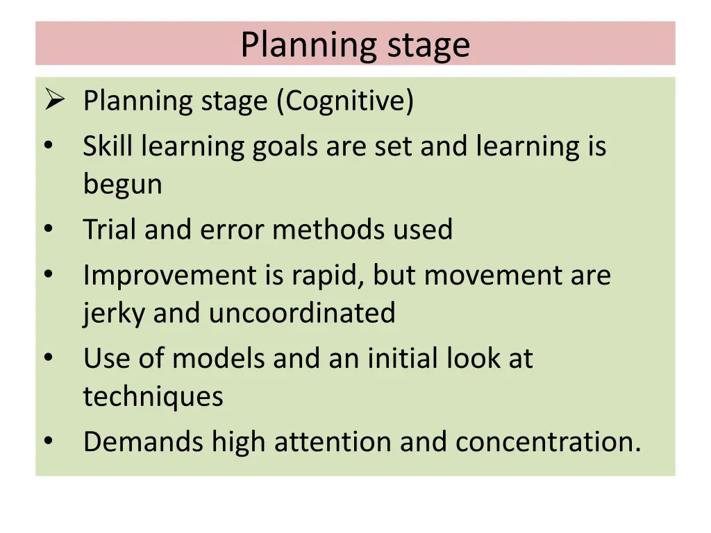 planning stage