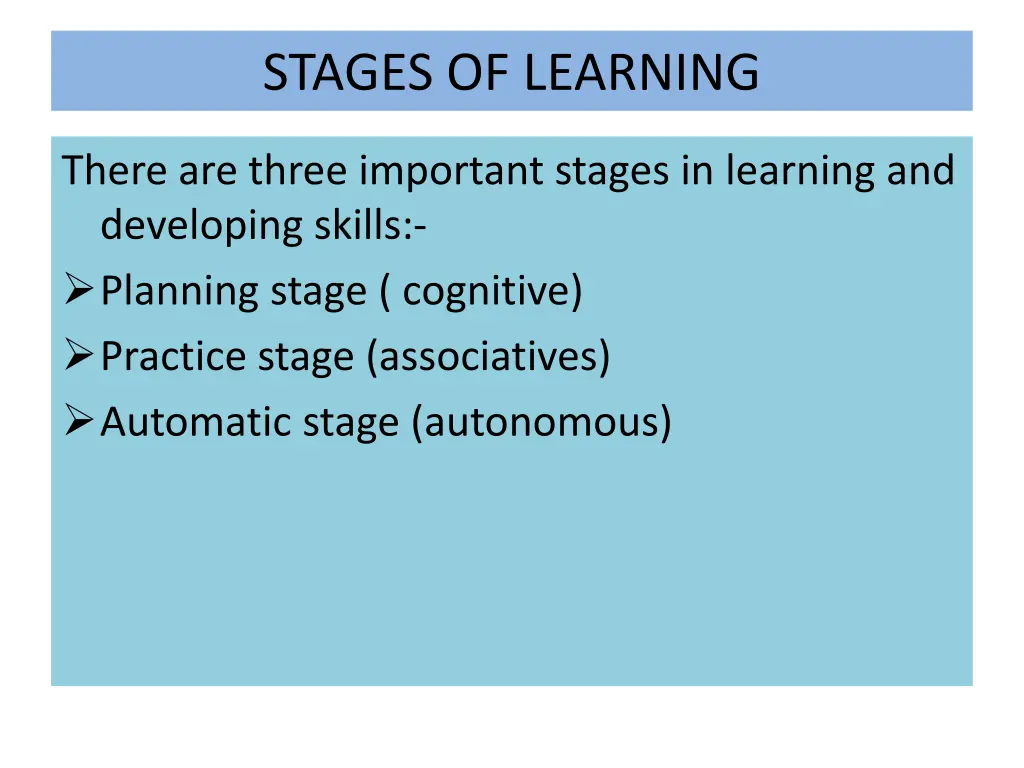 stages of learning