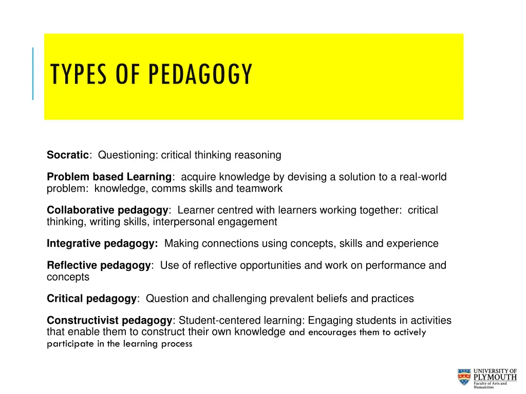 types of pedagogy