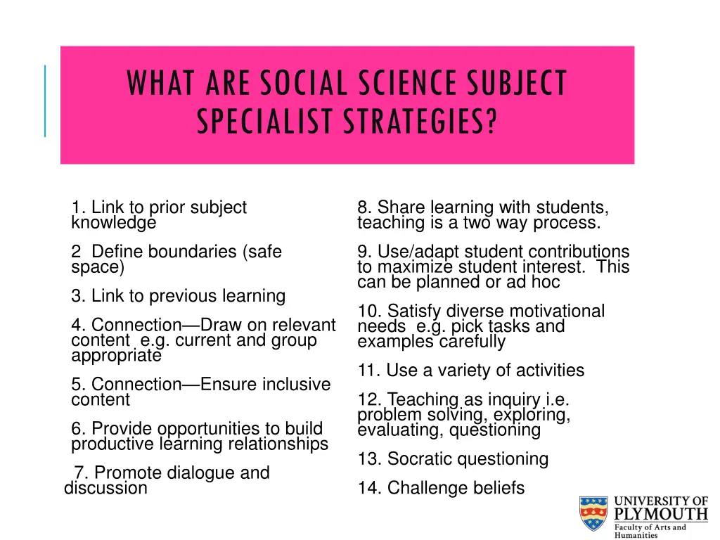 what are social science subject specialist 1