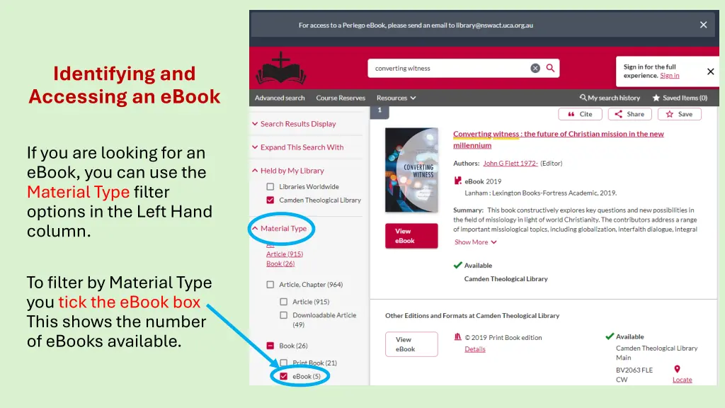 identifying and accessing an ebook