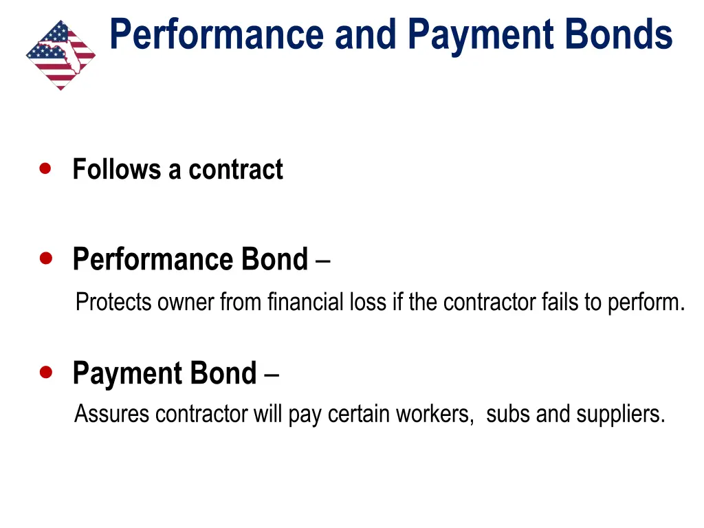 performance and payment bonds