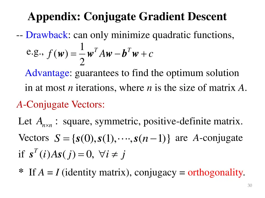 appendix conjugate gradient descent