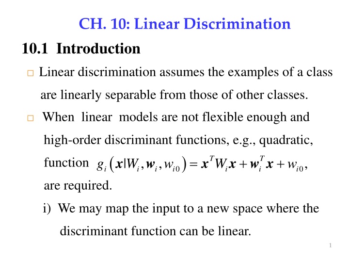 ch 10 linear discrimination