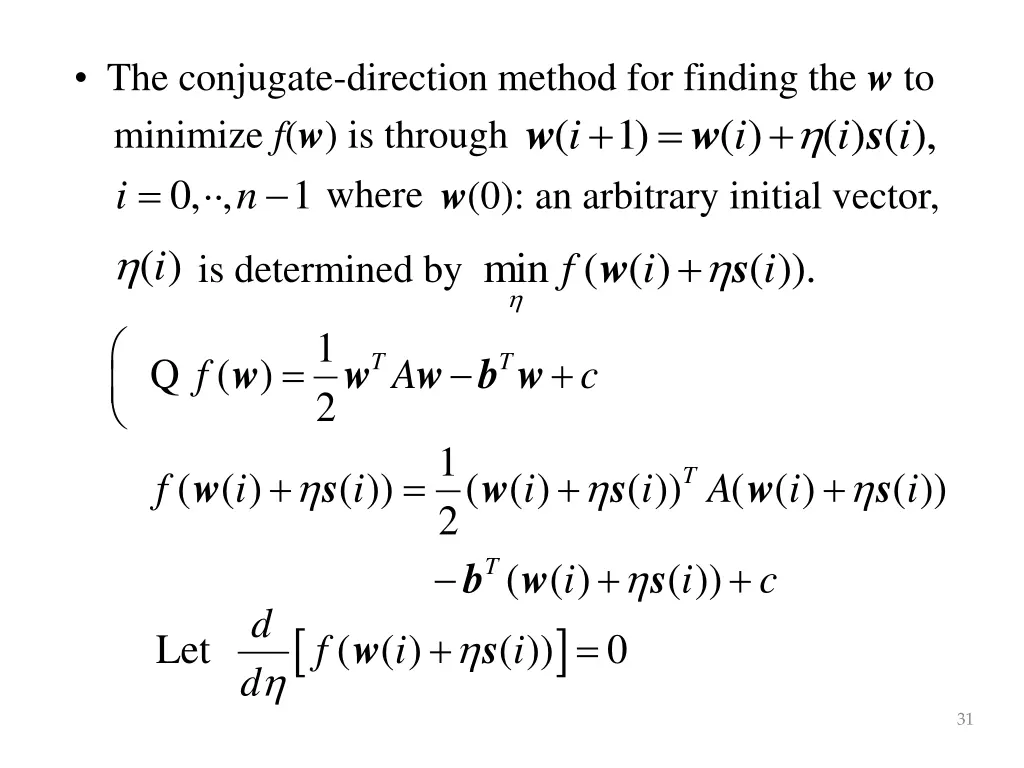 the conjugate direction method for finding