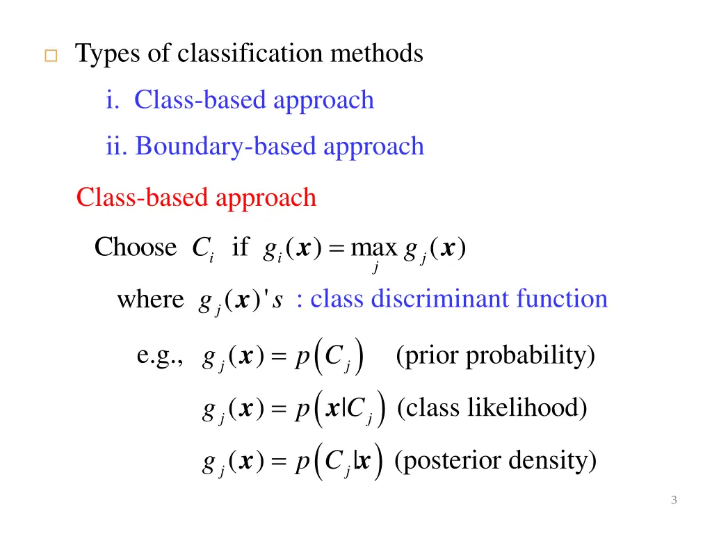 types of classification methods