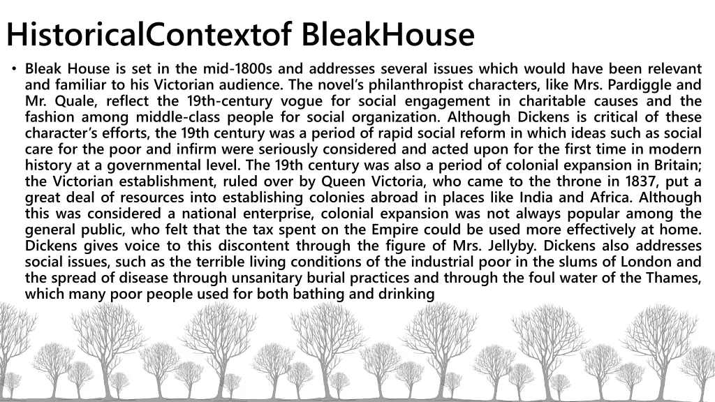historicalcontextof bleakhouse bleak house