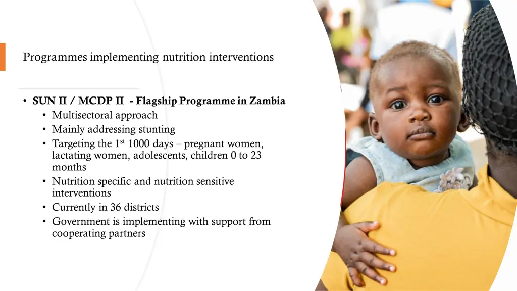 programmes implementing nutrition interventions