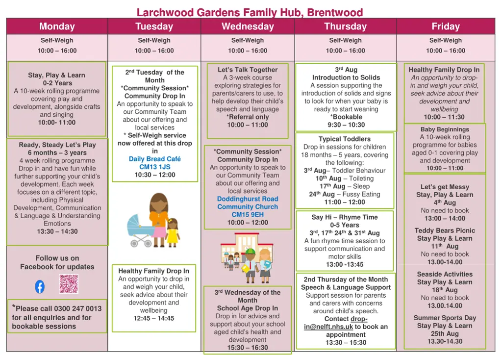 larchwood gardens family hub brentwood tuesday