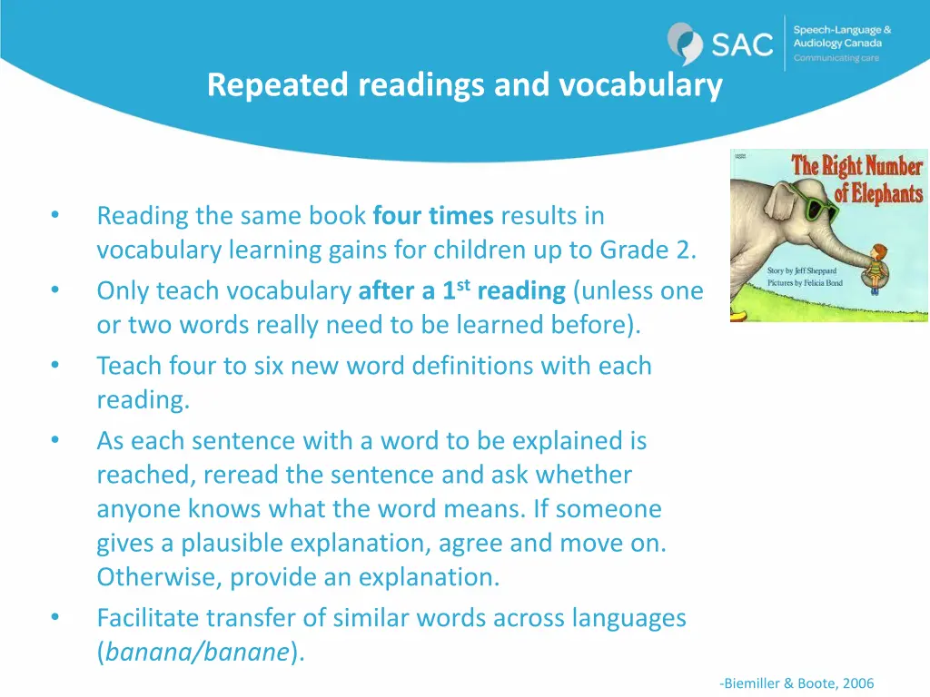 repeated readings and vocabulary