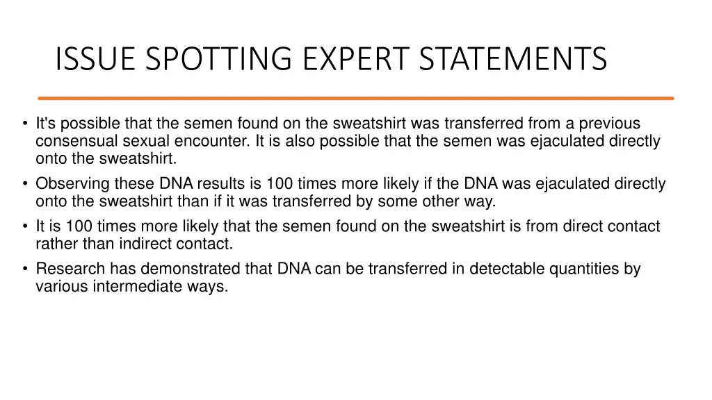 issue spotting expert statements