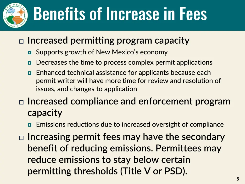 benefits of increase in fees