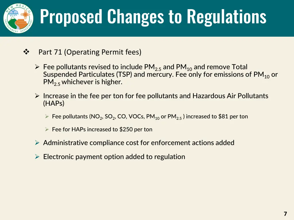 proposed changes to regulations 1