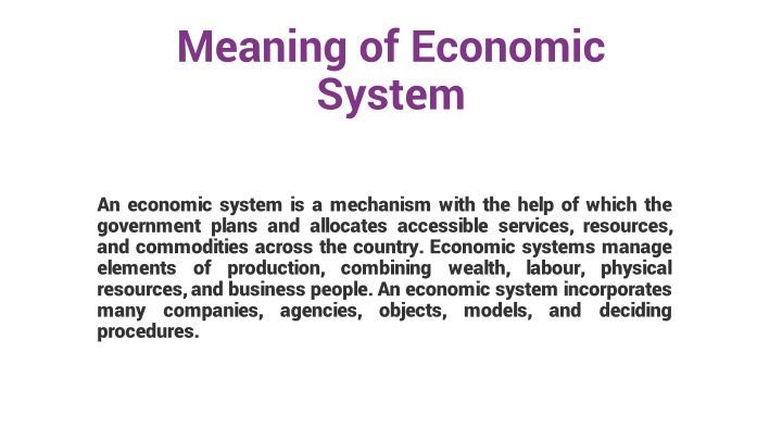 meaning of economic system