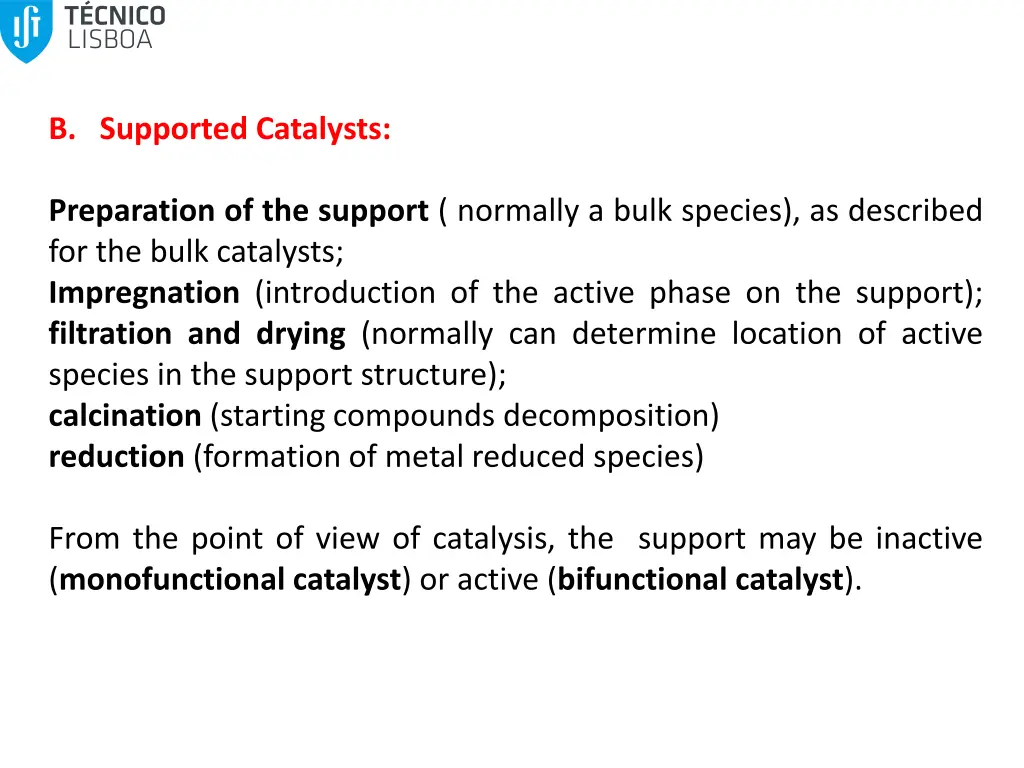 b supported catalysts