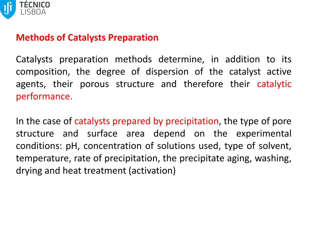 methods of catalysts preparation